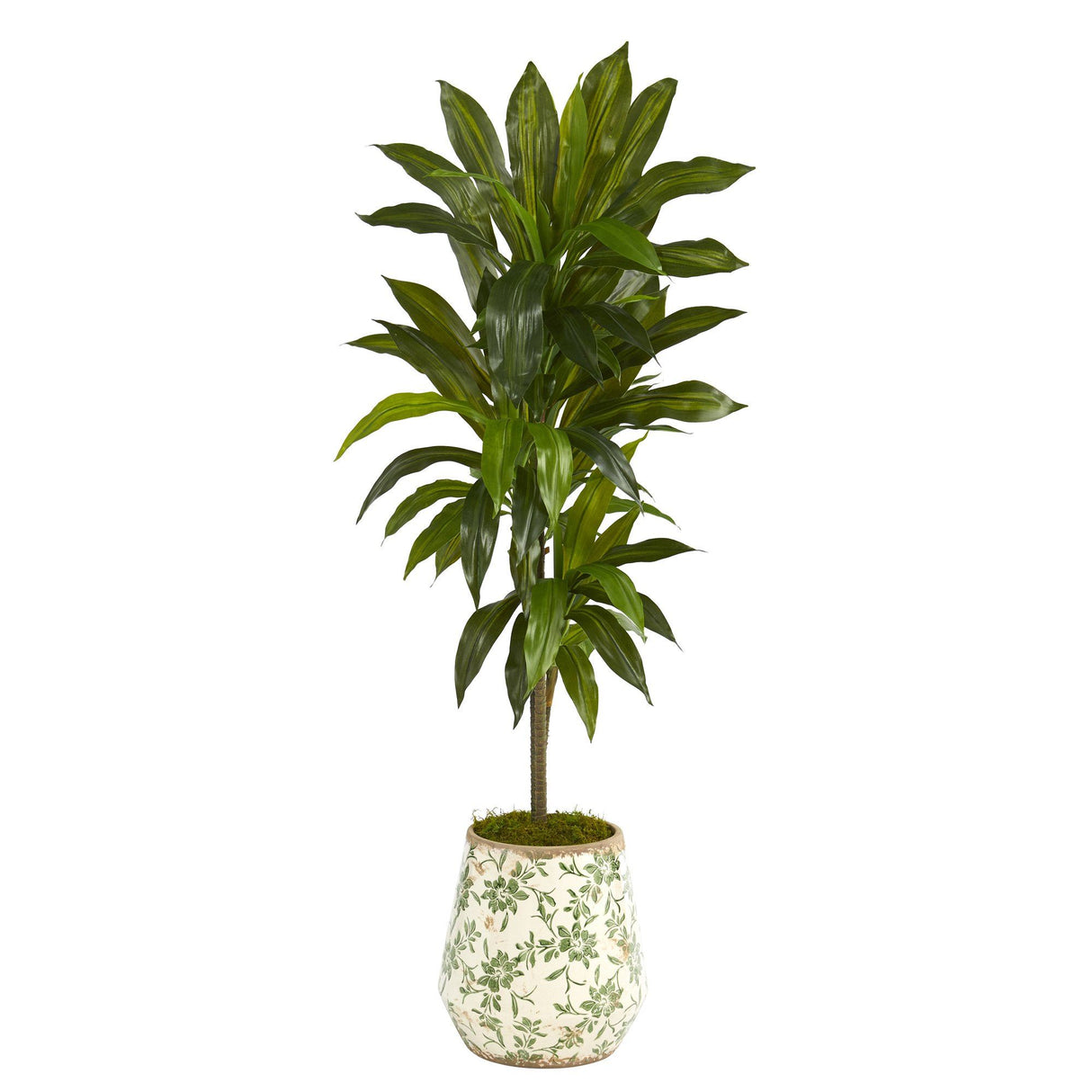 4’ Dracaena Artificial Plant in Flower Print Planter (Real Touch)-Parc Decor