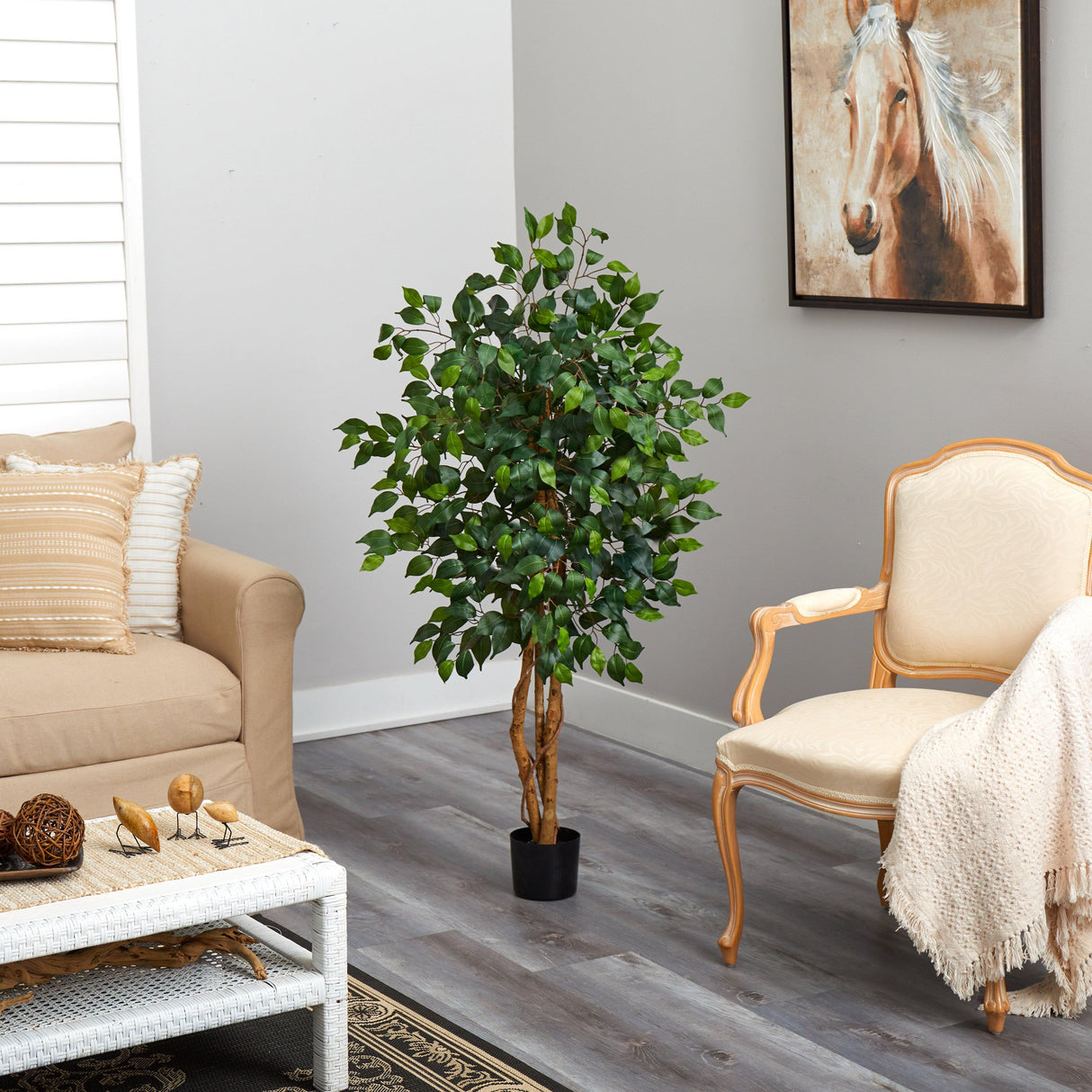 4' Ficus Auriculata Artificial Silk Tree-Parc Decor
