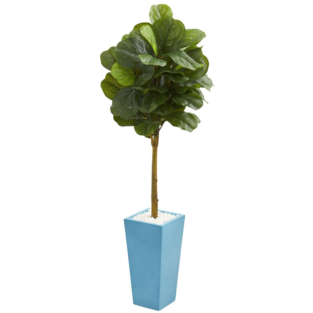 4’ Fiddle Leaf Artificial Tree in Turquoise Planter (Real Touch)-Parc Decor