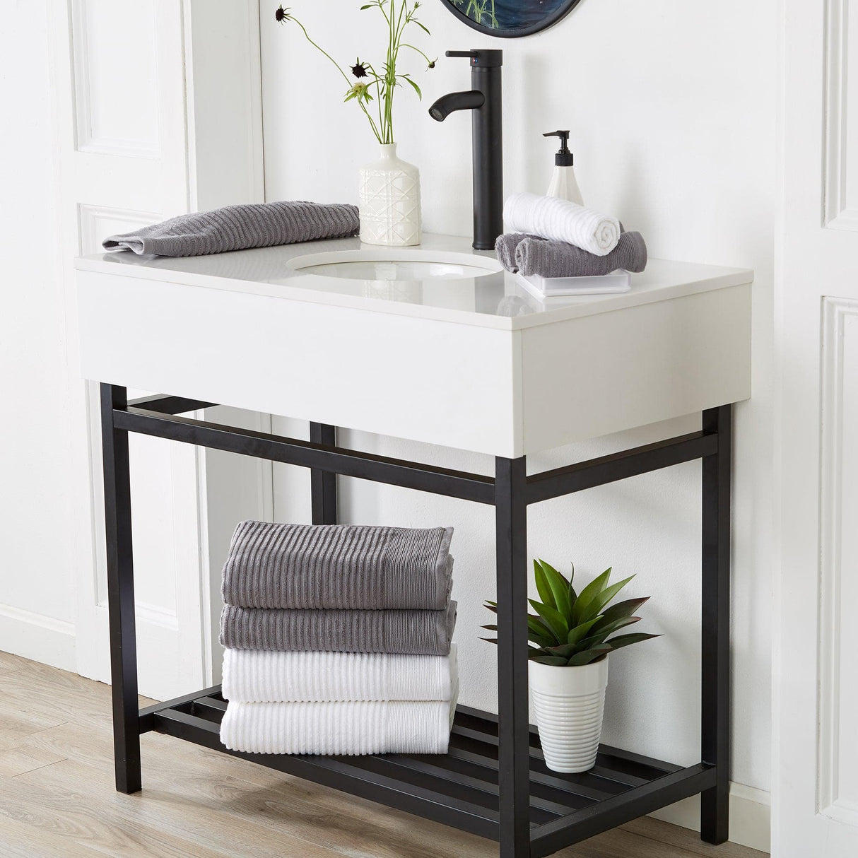 4 Pack Ribbed Hand Towels - Rori Collection-Parc Decor