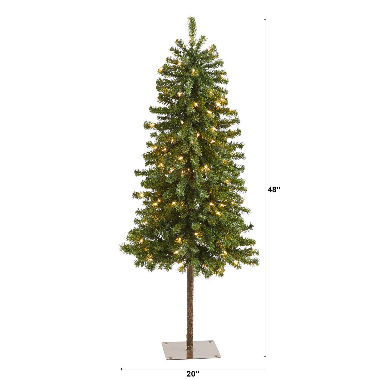 4' Alpine Artificial Christmas Tree with 100 Lights and 260 Bendable Branches-Christmas Tree-Parc Decor