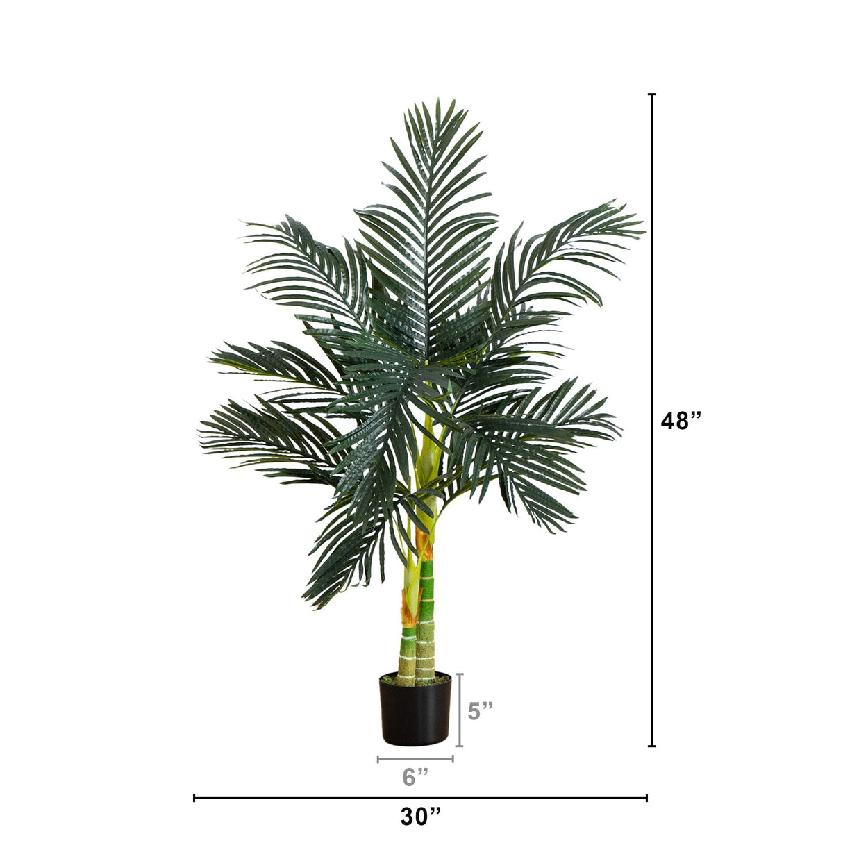 4’ Artificial Double Stalk Golden Cane Palm Tree- Set of 2-Tree-Parc Decor