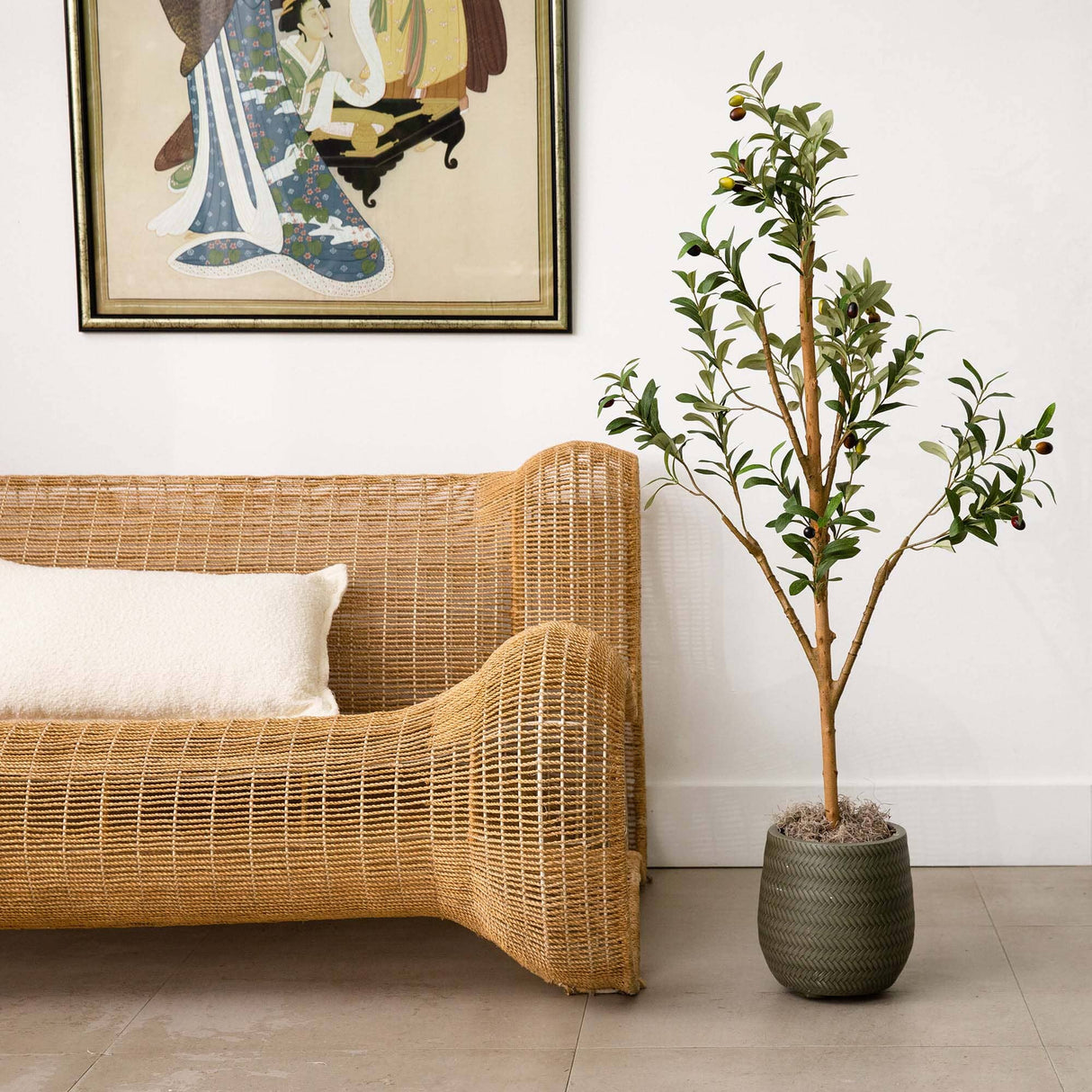 4’ Artificial Olive Tree with Natural Trunk-Tree-Parc Decor