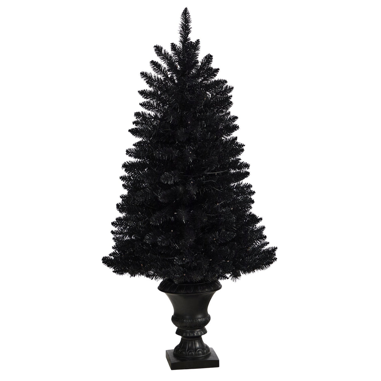 4’ Black Halloween Artificial Christmas Tree in Urn with 100 Orange LED Lights-Christmas Tree-Parc Decor