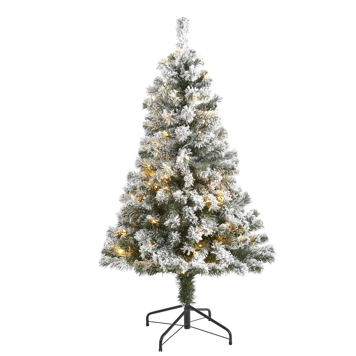 4' Flocked West Virginia Fir Artificial Christmas Tree with 100 Clear LED Lights-Christmas Tree-Parc Decor