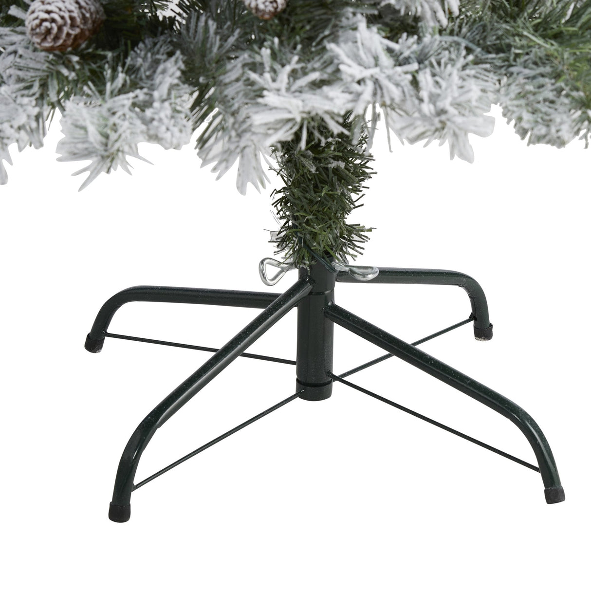 4' Flocked White River Mountain Pine Artificial Christmas Tree with Pinecones and 100 Clear LED Lights-Christmas Tree-Parc Decor