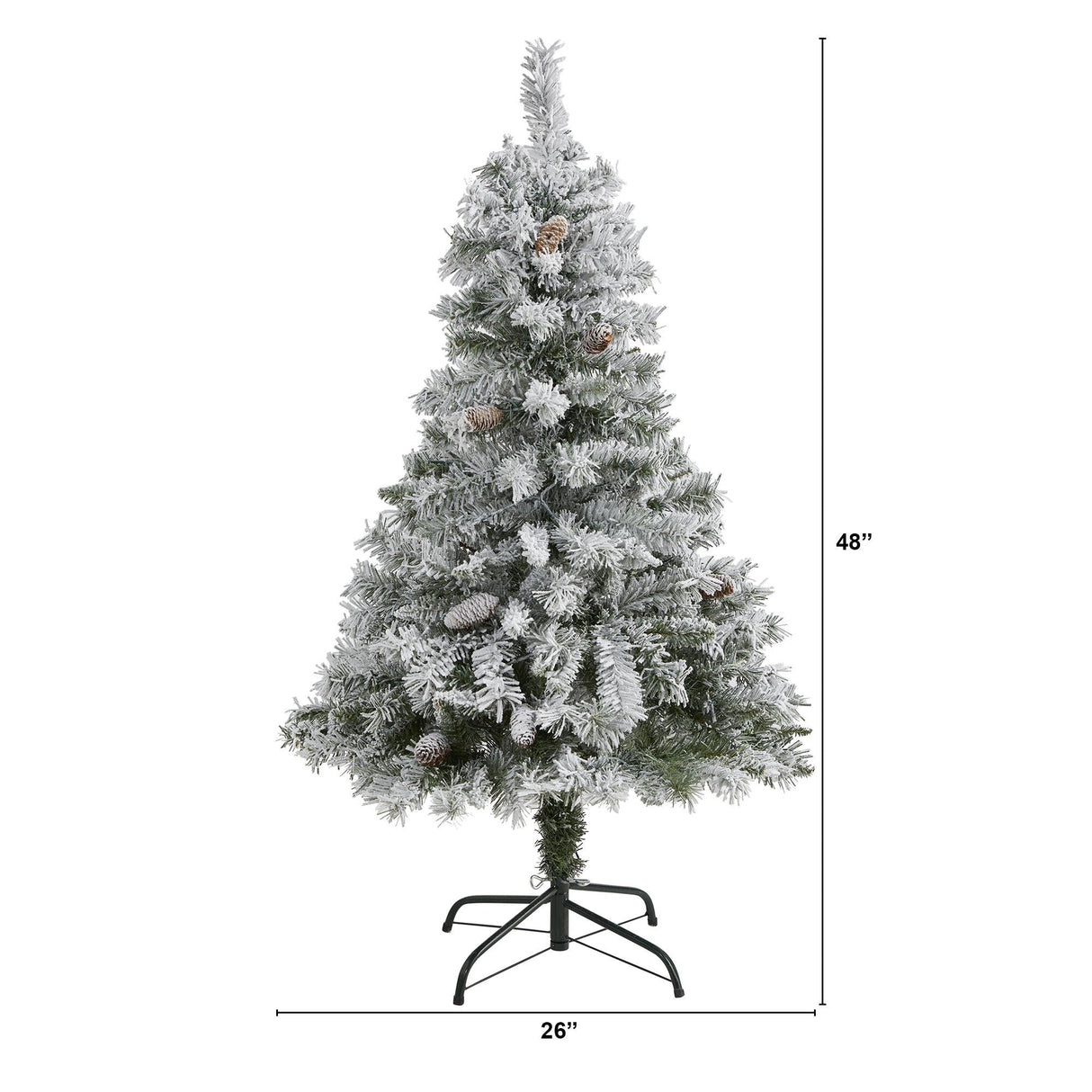 4' Flocked White River Mountain Pine Artificial Christmas Tree with Pinecones-Christmas Tree-Parc Decor