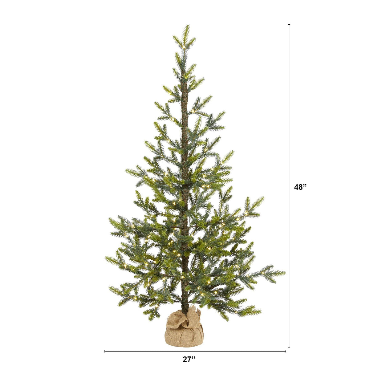 4’ Fraser Fir “Natural Look” Artificial Christmas Tree with 100 Clear LED Lights, a Burlap Base and 403 Bendable Branches-Christmas Tree-Parc Decor