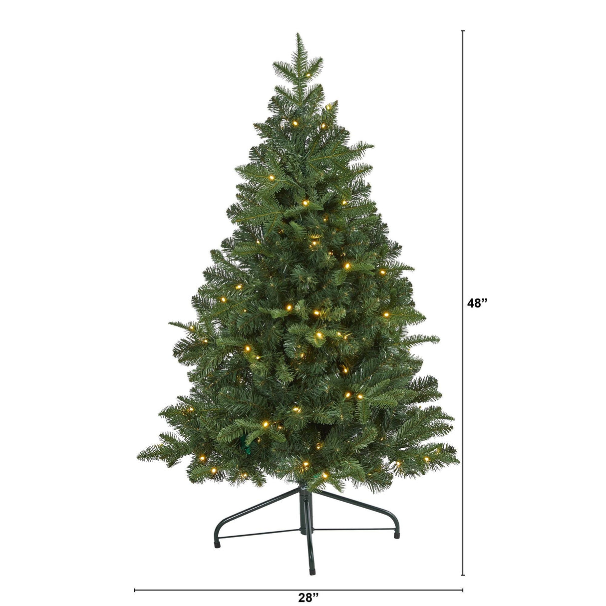 4’ Grand Teton Spruce Flat Back Artificial Christmas Tree with 90 Clear LED Lights and 369 Bendable Branches-Christmas Tree-Parc Decor