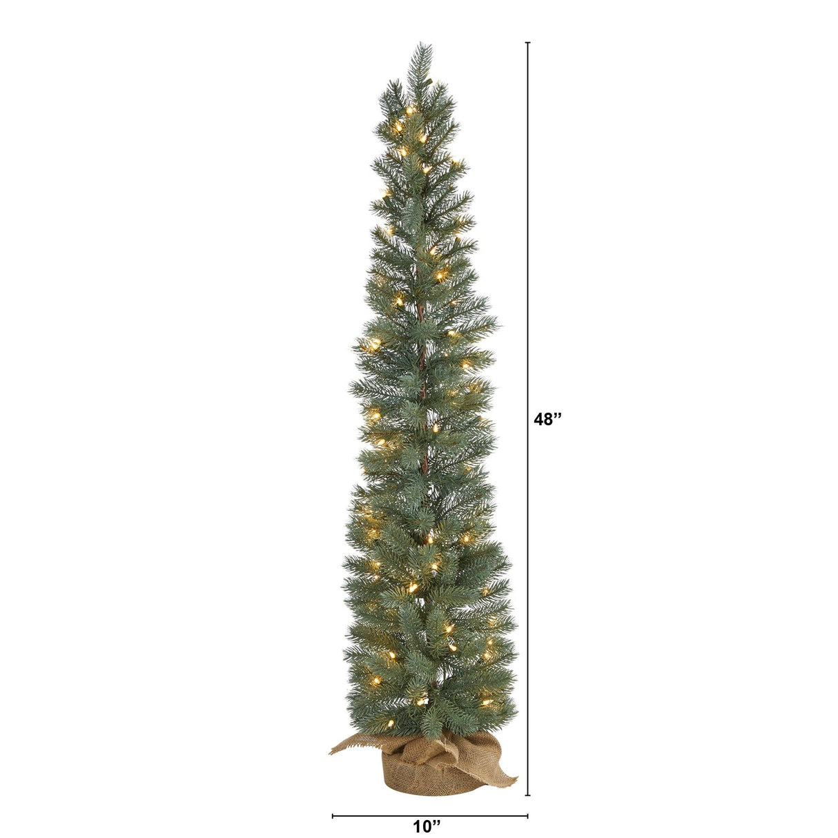 4’ Green Pine Artificial Christmas Tree with 70 Warm White Lights Set in a Burlap Base-Christmas Tree-Parc Decor
