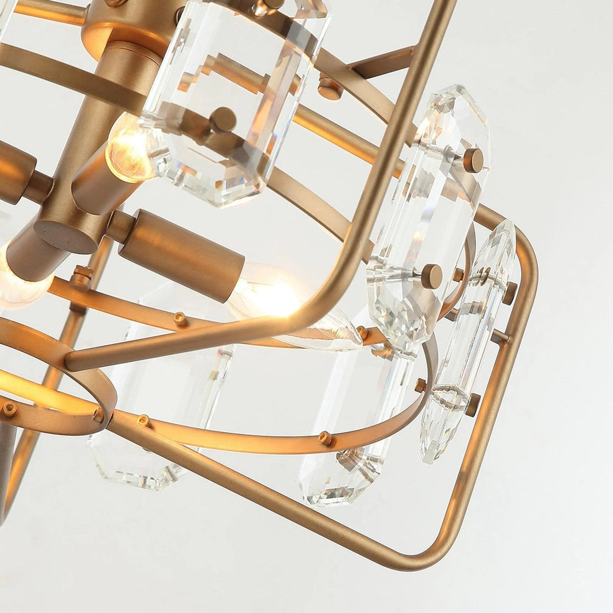 4-Light Golden or Black Modern Crystal Island Pendant Light