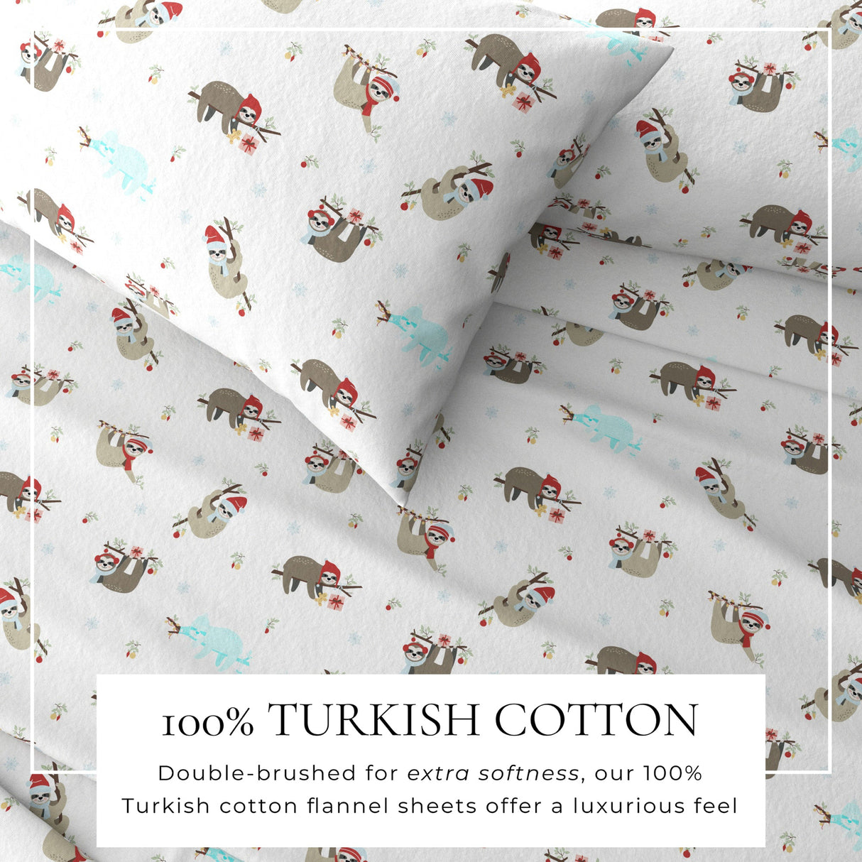 4-Piece Turkish Cotton Christmas Flannel Sheet - Whittaker Collection-Sheets-Parc Decor