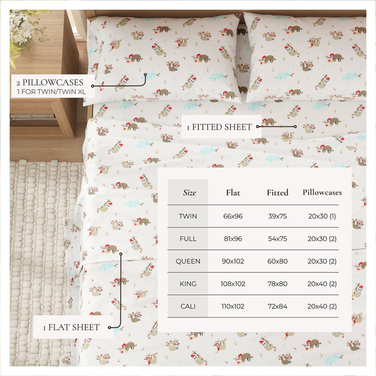 4-Piece Turkish Cotton Christmas Flannel Sheet - Whittaker Collection-Sheets-Parc Decor