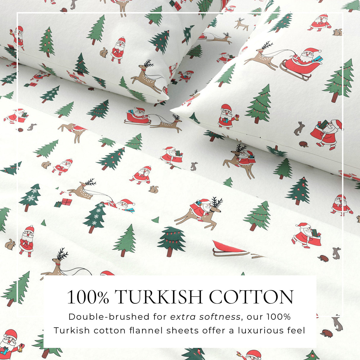 4-Piece Turkish Cotton Christmas Flannel Sheet - Whittaker Collection-Sheets-Parc Decor
