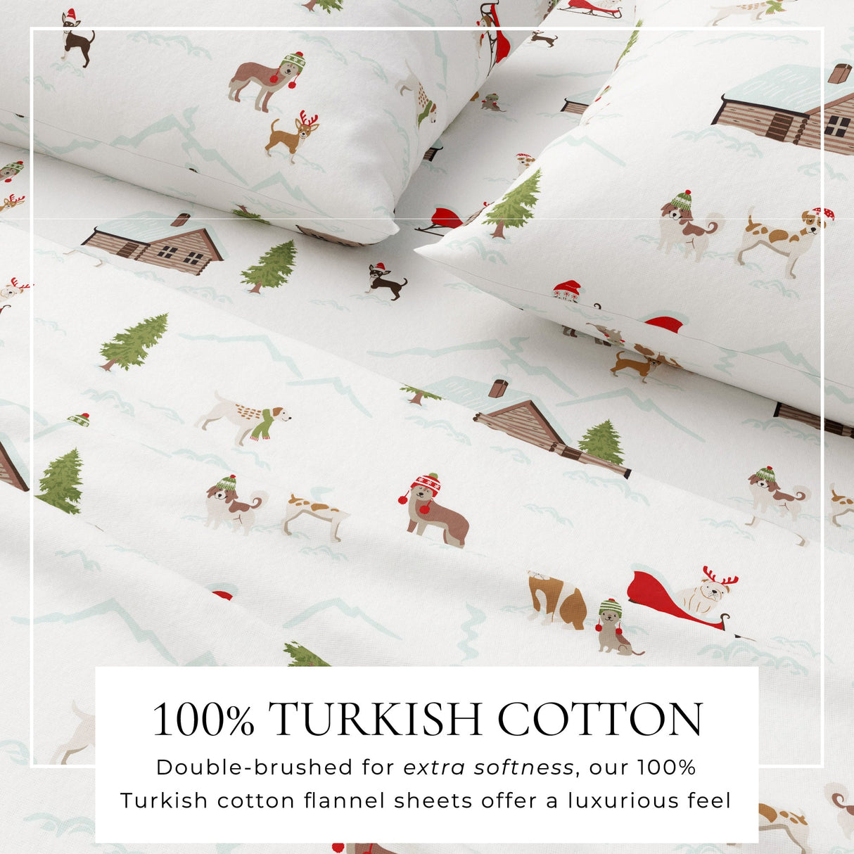 4-Piece Turkish Cotton Christmas Flannel Sheet - Whittaker Collection-Sheets-Parc Decor