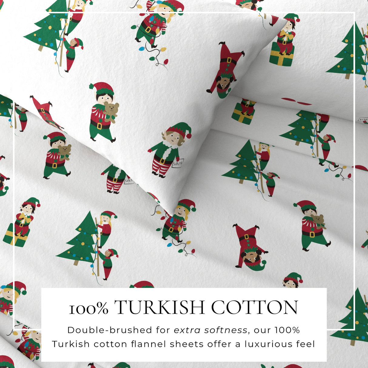 4-Piece Turkish Cotton Christmas Flannel Sheet - Whittaker Collection-Sheets-Parc Decor