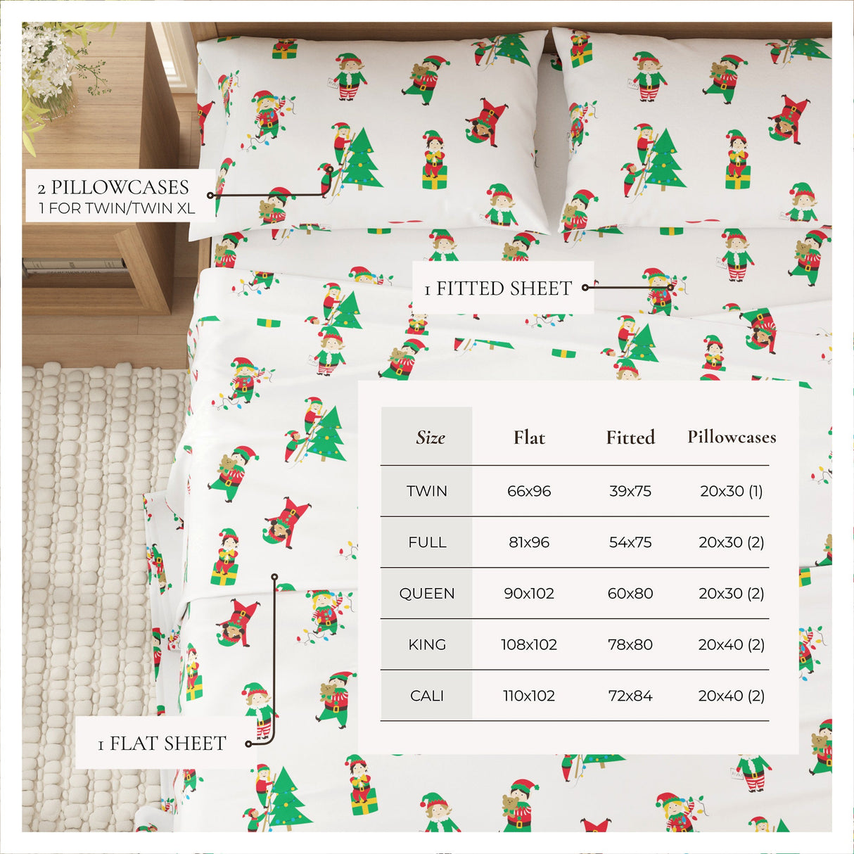 4-Piece Turkish Cotton Christmas Flannel Sheet - Whittaker Collection-Sheets-Parc Decor