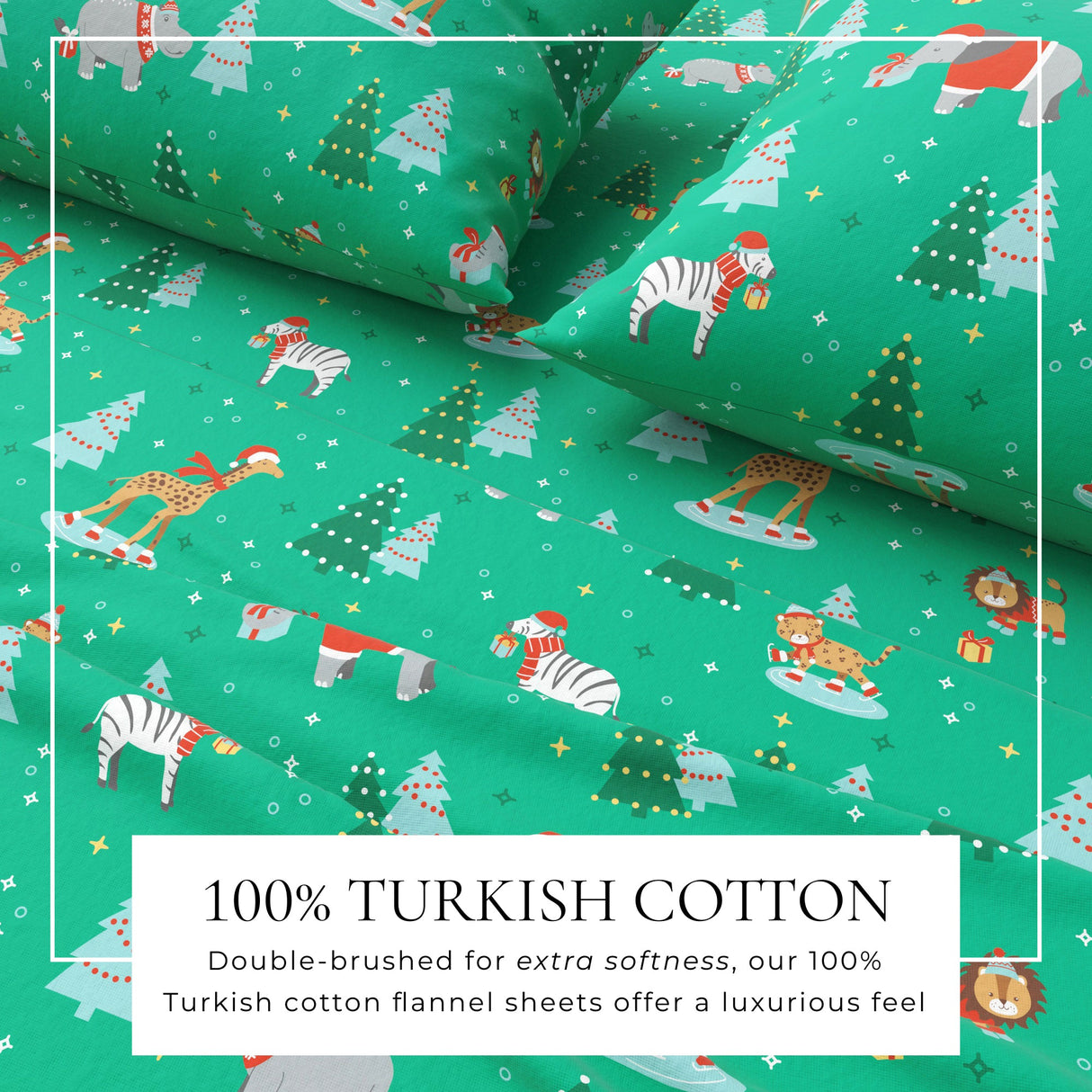 4-Piece Turkish Cotton Christmas Flannel Sheet - Whittaker Collection-Sheets-Parc Decor