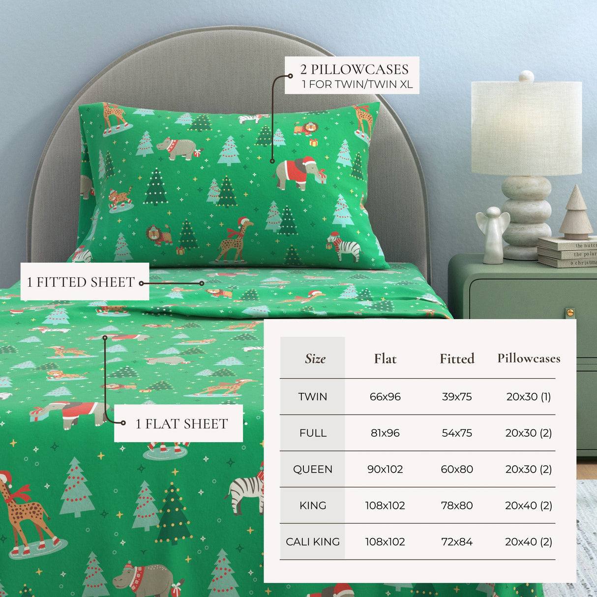 4-Piece Turkish Cotton Christmas Flannel Sheet - Whittaker Collection-Sheets-Parc Decor