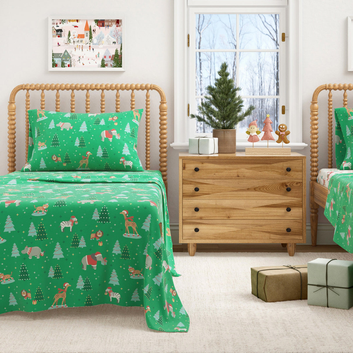 4-Piece Turkish Cotton Christmas Flannel Sheet - Whittaker Collection-Sheets-Parc Decor