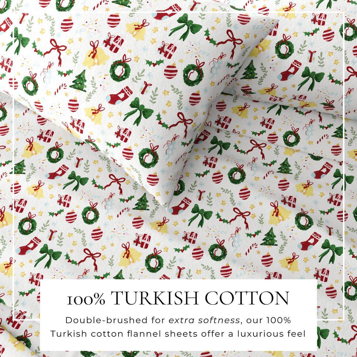 4-Piece Turkish Cotton Christmas Flannel Sheet - Whittaker Collection-Sheets-Parc Decor