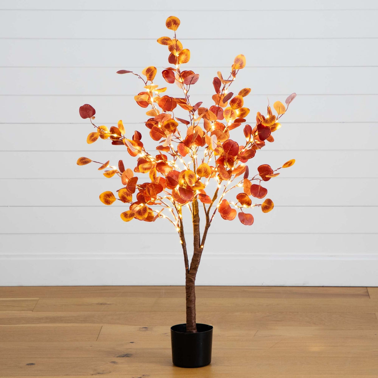 4’ Pre-Lit Autumn Eucalyptus Artificial Fall Tree with 160 Warm White LED Lights-Tree-Parc Decor
