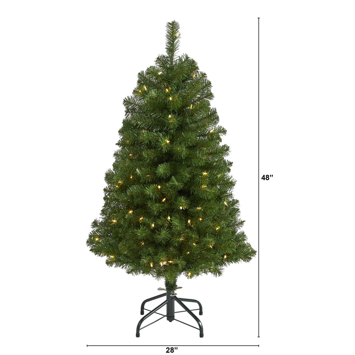 4’ Virginia Fir Artificial Christmas Tree with 100 Clear Lights and 223 Bendable Branches-Christmas Tree-Parc Decor