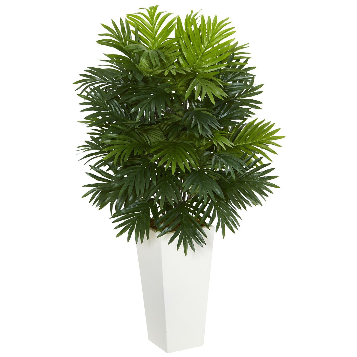 40" Areca Palm Artificial Plant in White Tower Planter"-Parc Decor