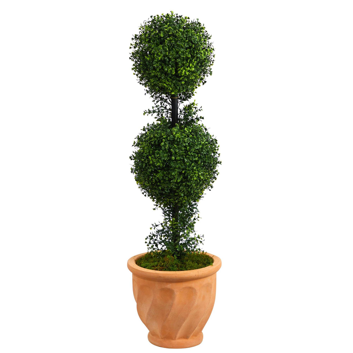 40” Boxwood Double Ball Topiary Artificial Tree in Terra-Cotta Planter (Indoor/Outdoor)-Parc Decor