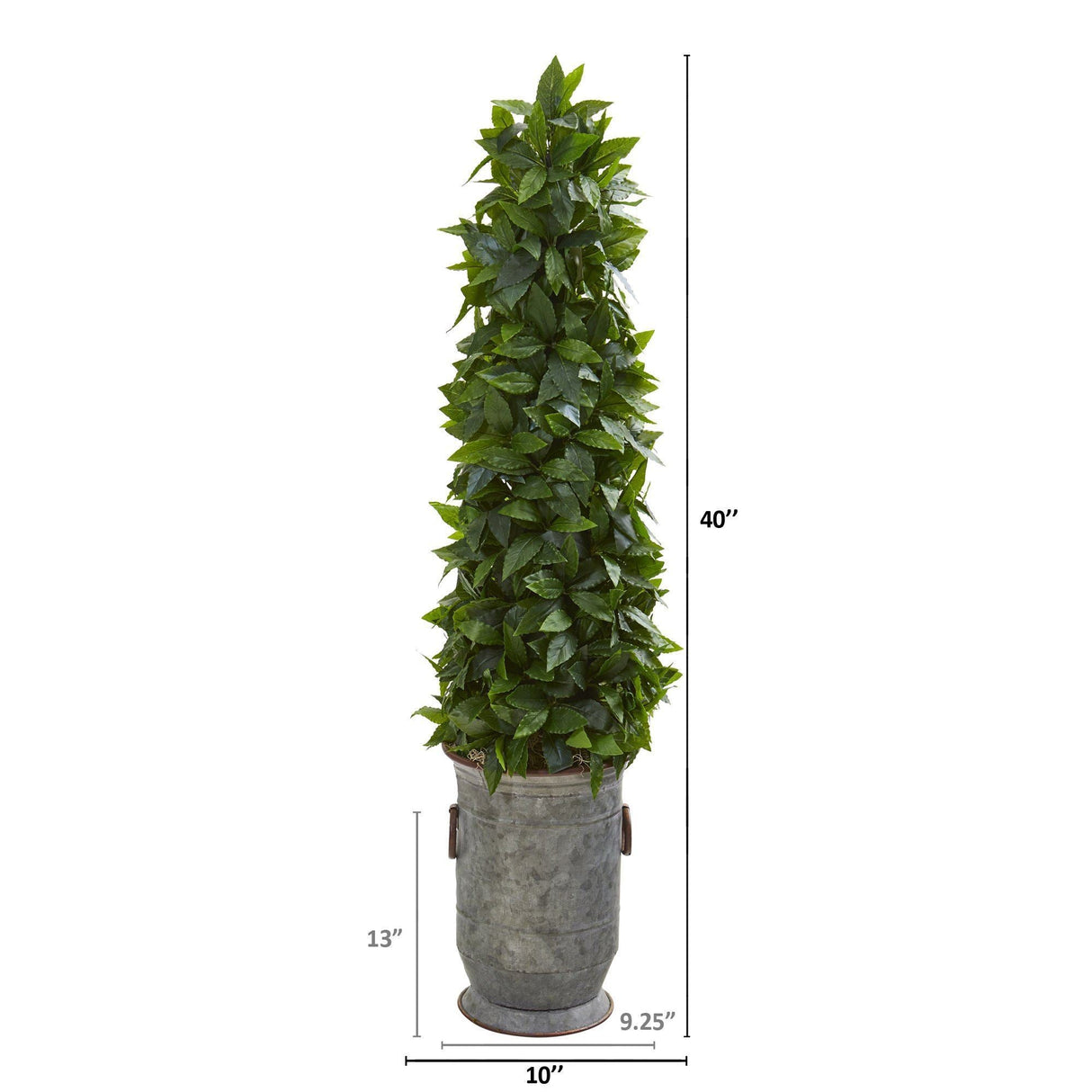 40” Sweet Bay Cone Topiary Artificial Tree in Vintage Metal Planter-Parc Decor