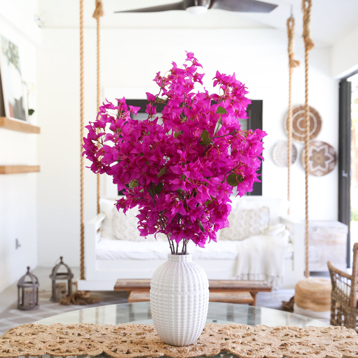 40” Artificial Purple Bougainvillea Arrangement with Vase-Arrangement-Parc Decor