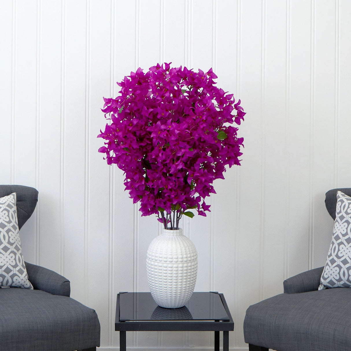 40” Artificial Purple Bougainvillea Arrangement with Vase-Arrangement-Parc Decor