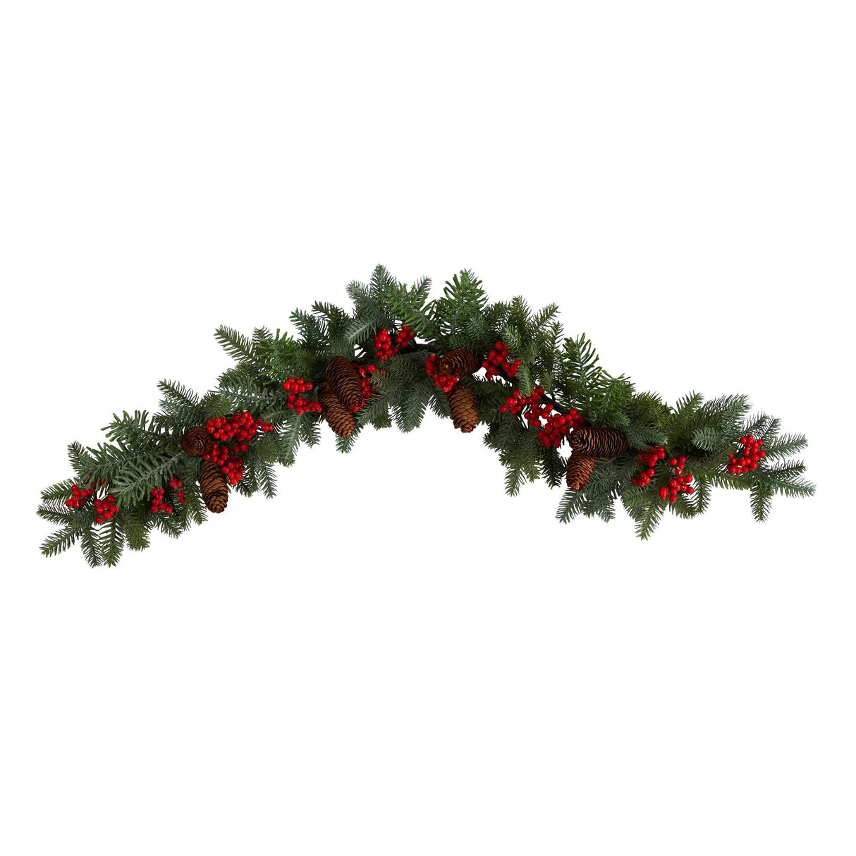 40” Pines, Red Berries and Pinecones Artificial Christmas Garland-Garland-Parc Decor
