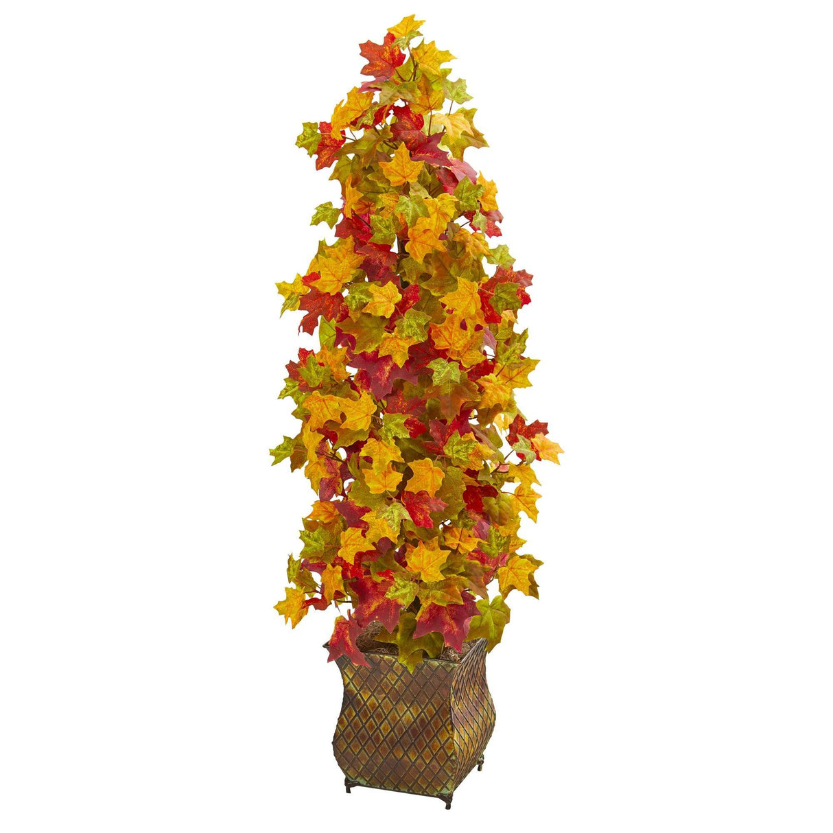 41” Autumn Maple Artificial Tree in Decorative Metal Planter-Tree-Parc Decor