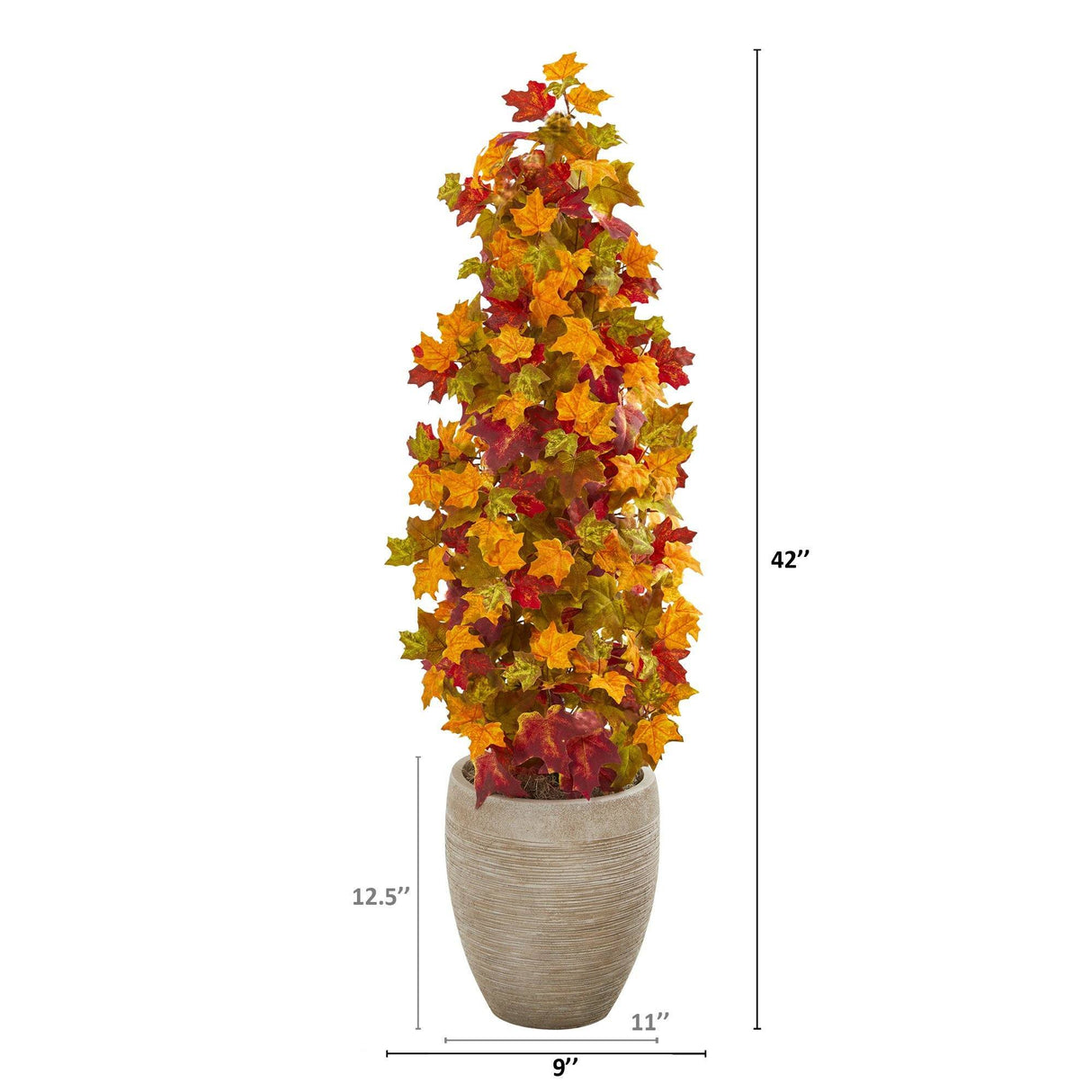42” Autumn Maple Artificial Tree in Sand Colored Planter-Tree-Parc Decor