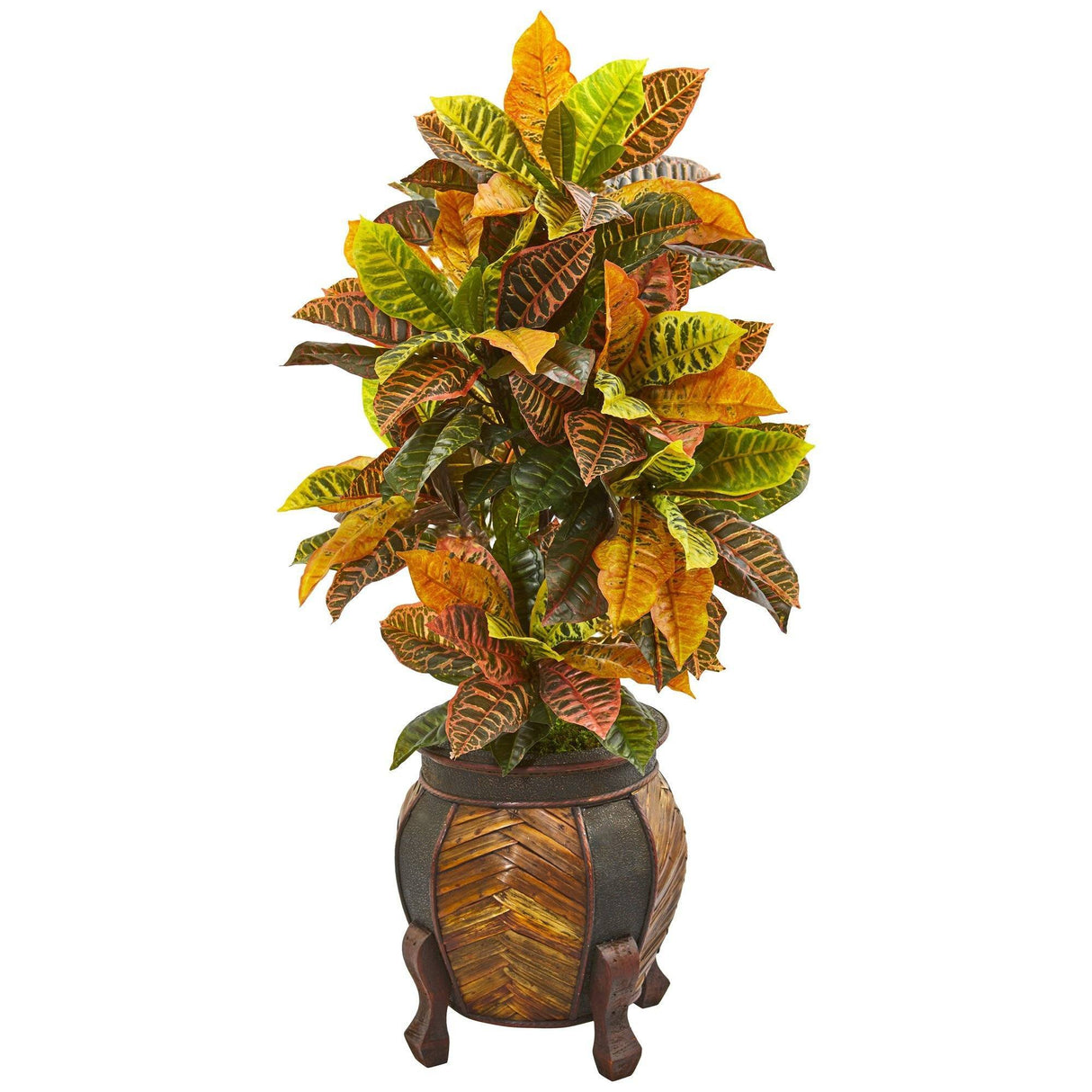 44” Croton Artificial Plant in Decorative Planter(Real Touch)-Parc Decor