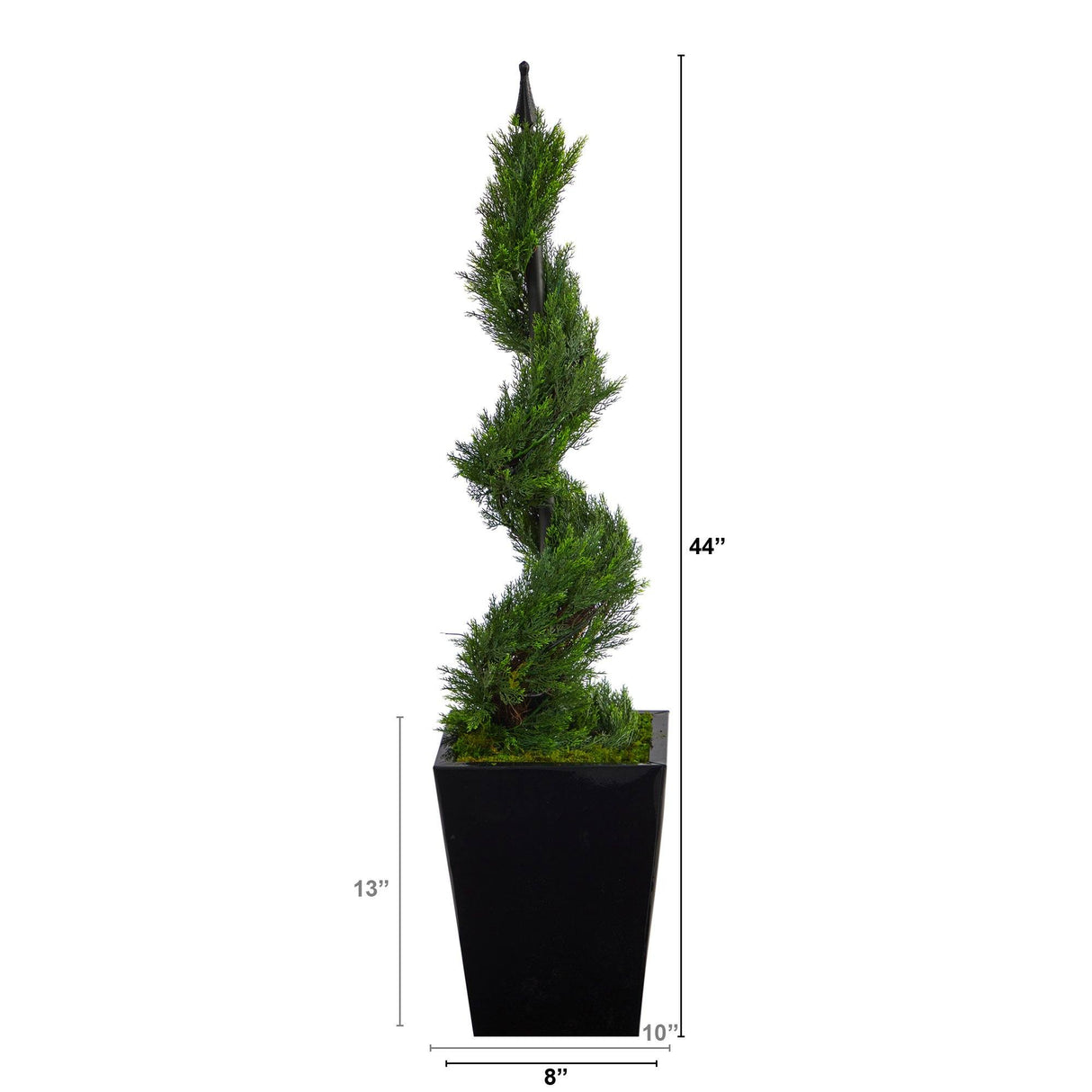 44” Cypress Spiral Topiary Artificial Tree in Black Metal Planter-Parc Decor