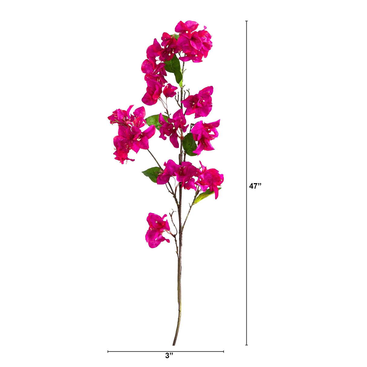 47" Artificial Bougainvillea Flower Stems - Set of 3-Stem-Parc Decor