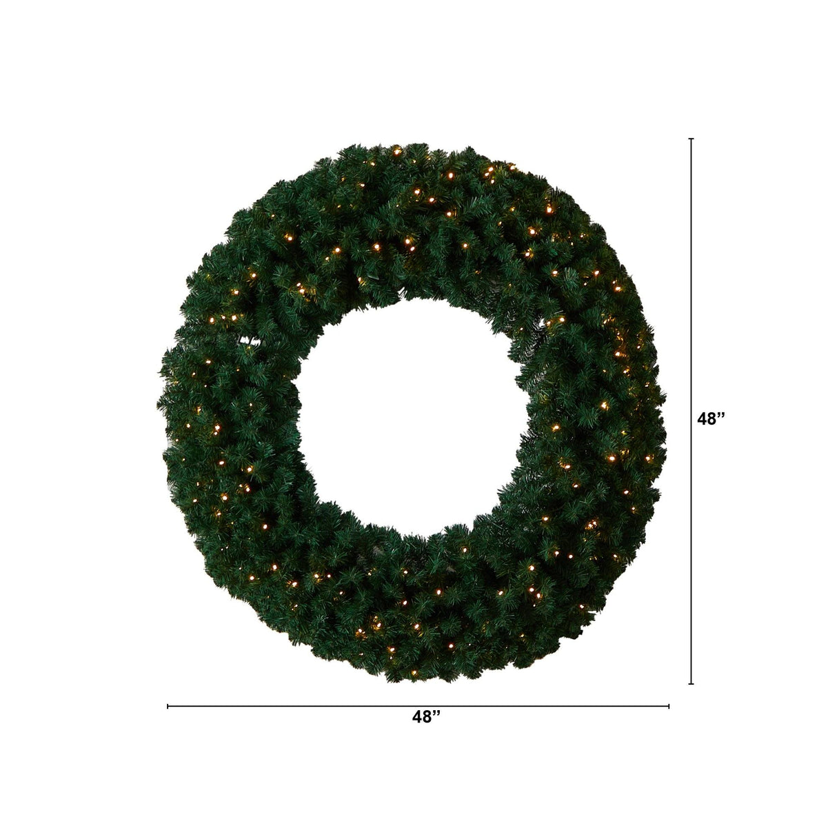48” Large Artificial Christmas Wreath with 714 Bendable Branches and 200 Warm White LED Lights-Wreath-Parc Decor