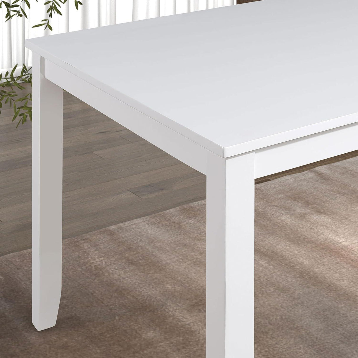 48"W Solid Rubberwood 5-Piece Dining Table Set with Diamond Chair Back-Parc Decor