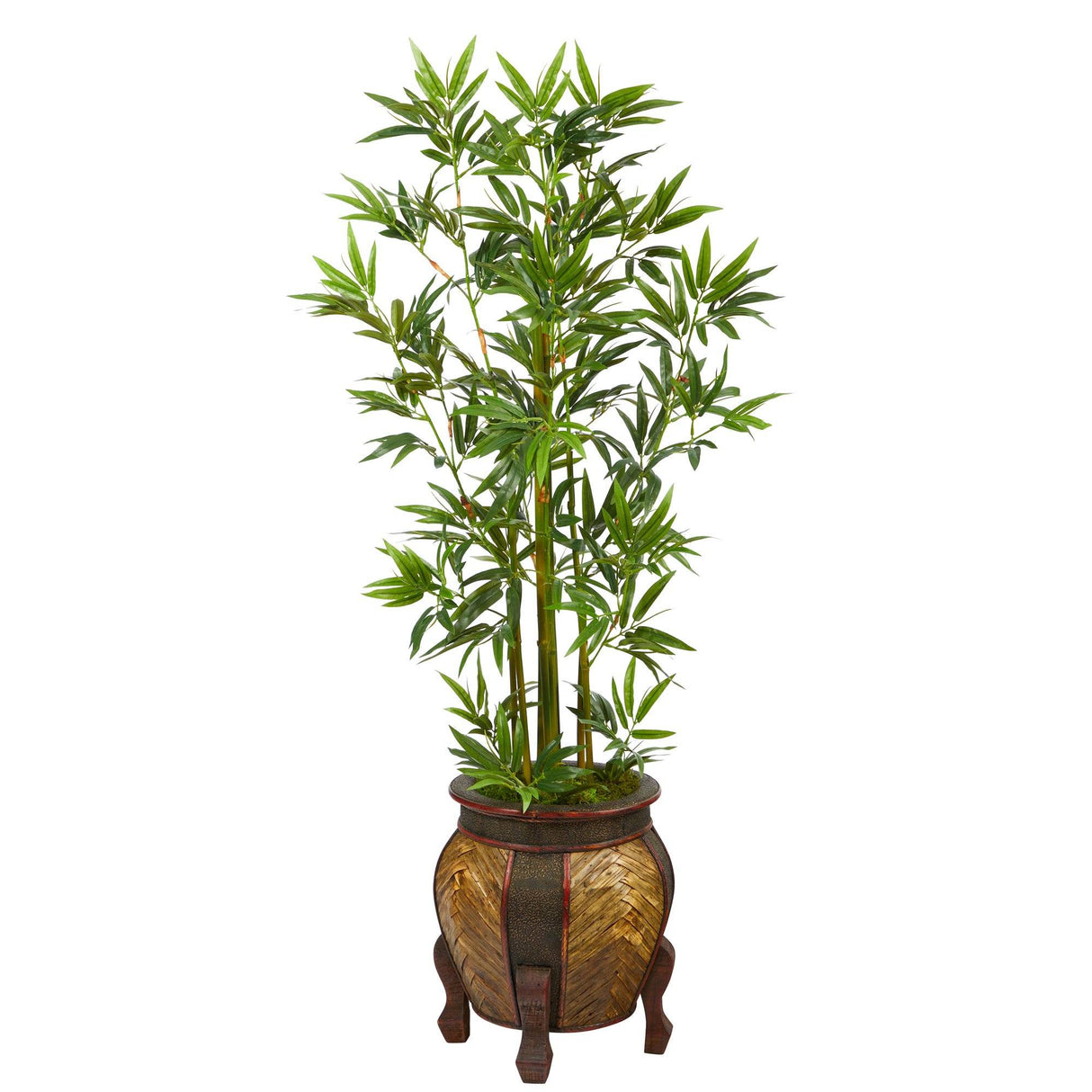 4.5’ Bamboo Palm Artificial Tree in Decorative Planter-Parc Decor