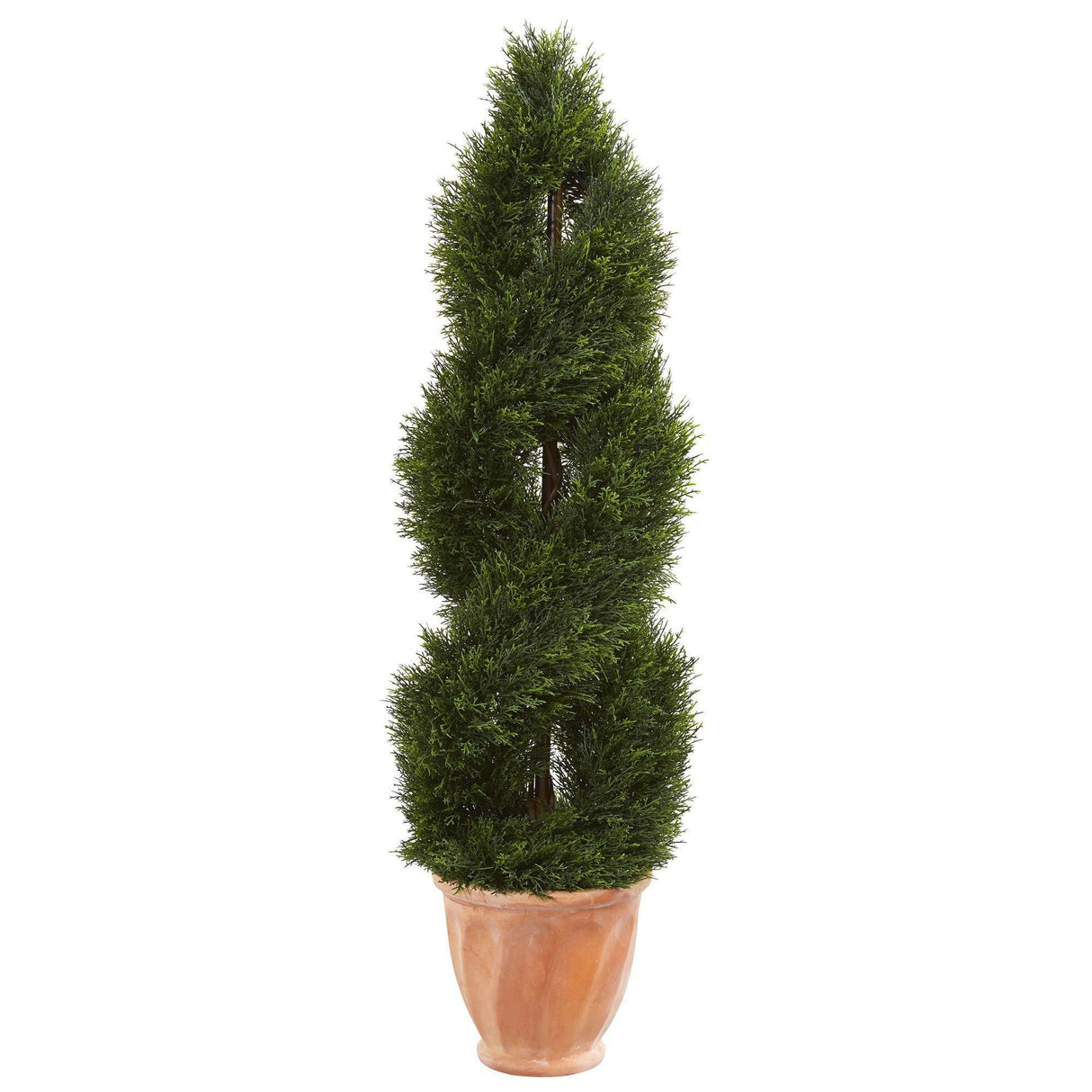 4.5’ Double Cypress Topiary Artificial Tree in Terracotta Planter (Indoor/Outdoor)-Parc Decor