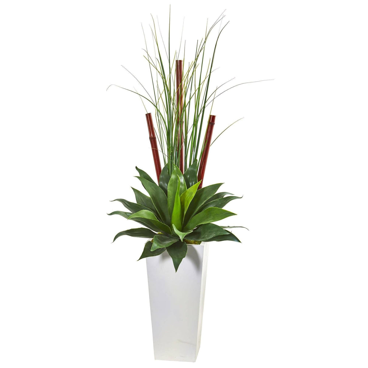 4.5’ Giant Agave Succulent Artificial Plant in White Planter-Parc Decor