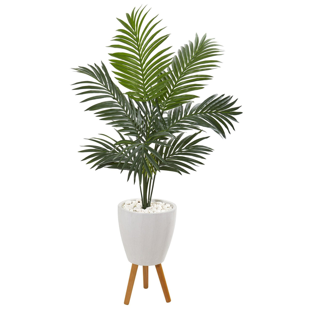 4.5’ Kentia Artificial Palm Tree in White Planter with Legs-Parc Decor