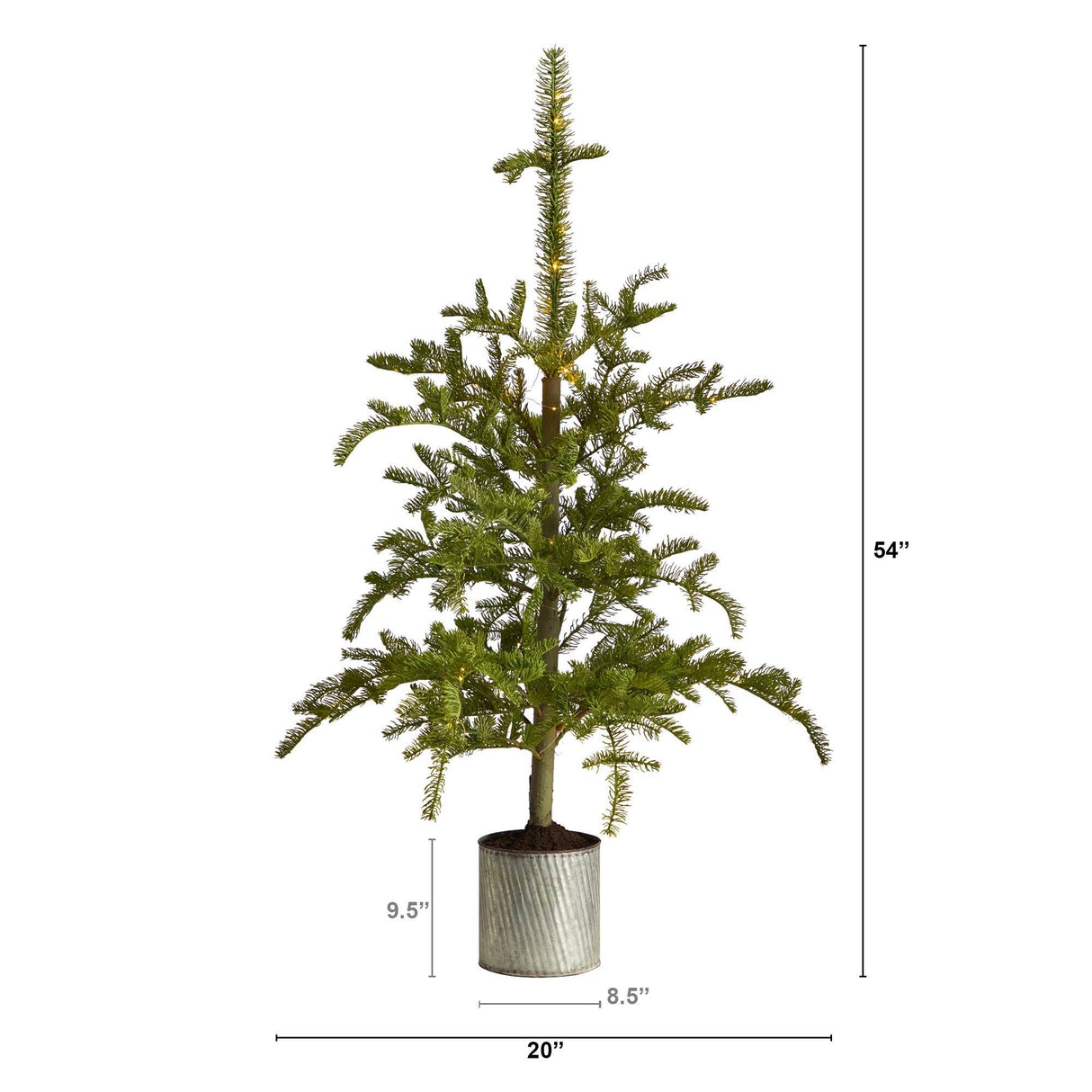 4.5’ Pre-Lit Christmas Pine Artificial Tree in Decorative Planter-Parc Decor