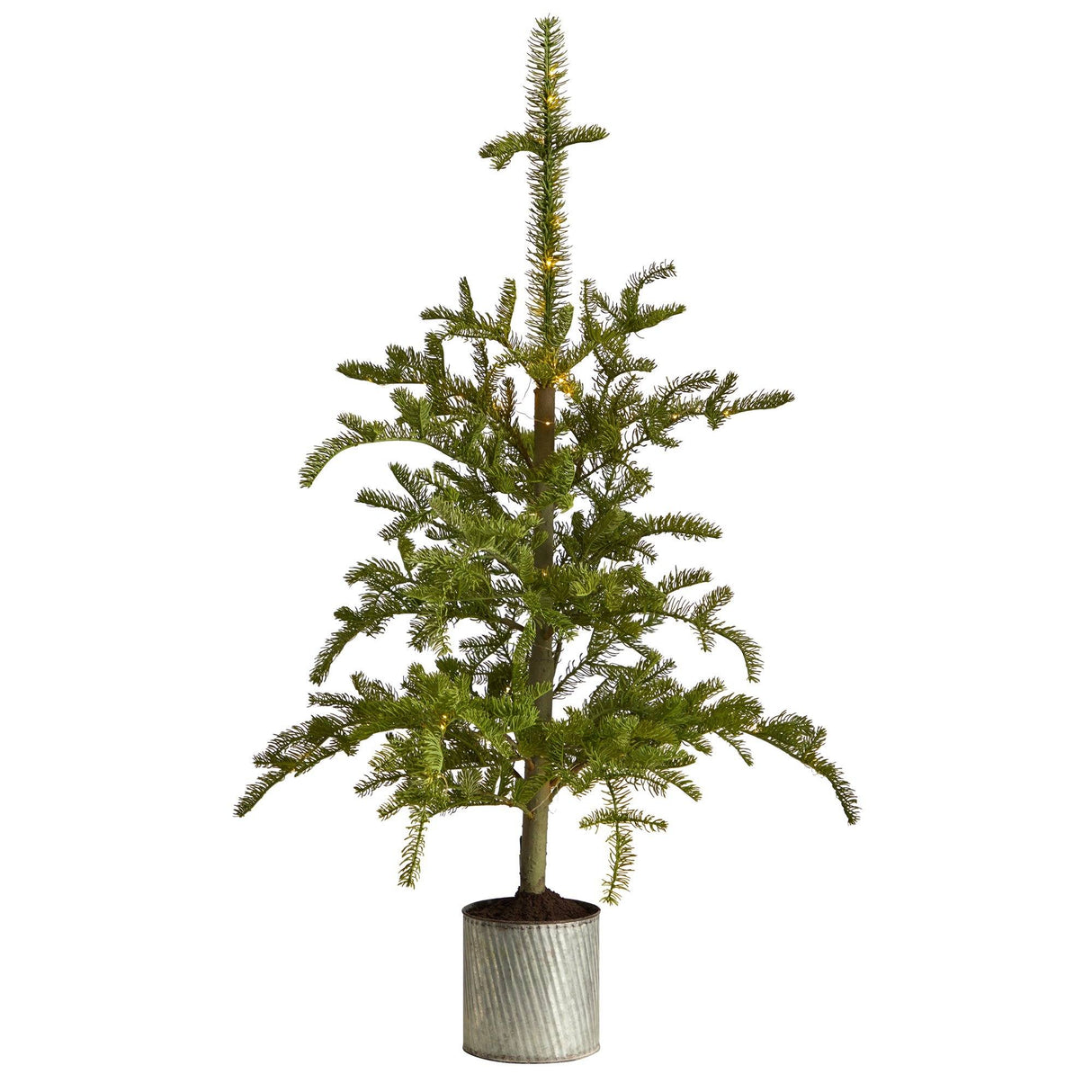 4.5’ Pre-Lit Christmas Pine Artificial Tree in Decorative Planter-Parc Decor