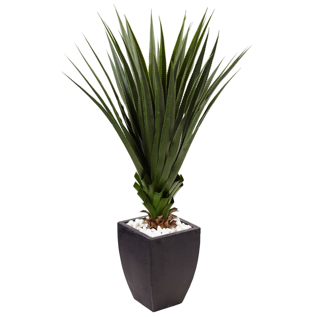4.5’ Spiked Agave in Black Planter (Indoor/Outdoor)-Parc Decor