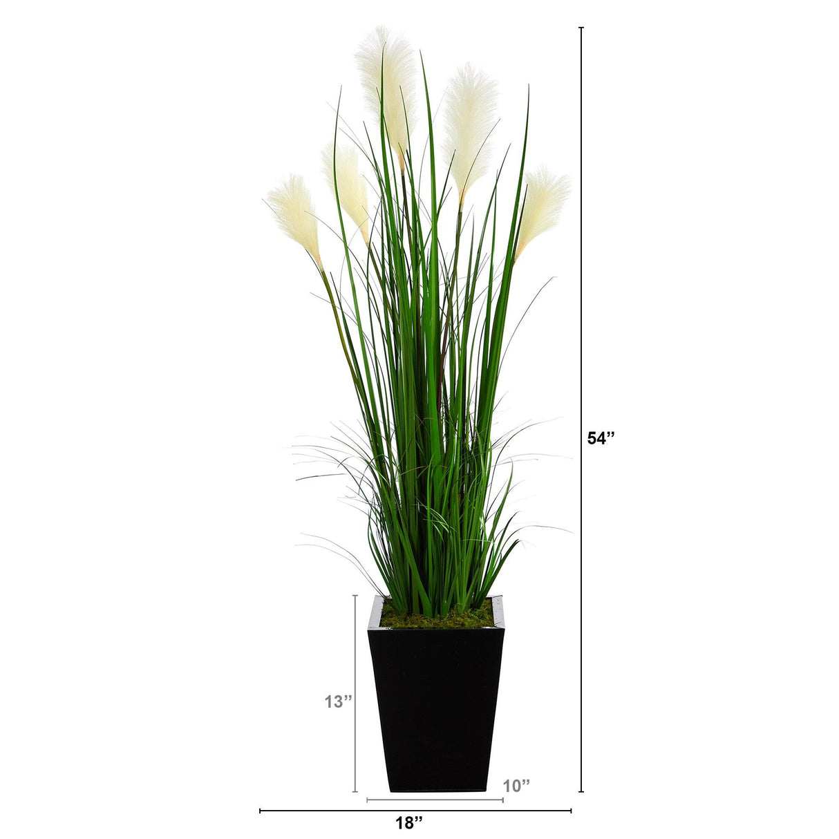 4.5’ Wheat Plum Grass Artificial Plant in Black Metal Planter-Parc Decor