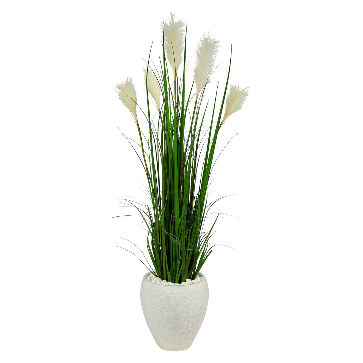 4.5’ Wheat Plum Grass Artificial Plant in White Planter-Parc Decor
