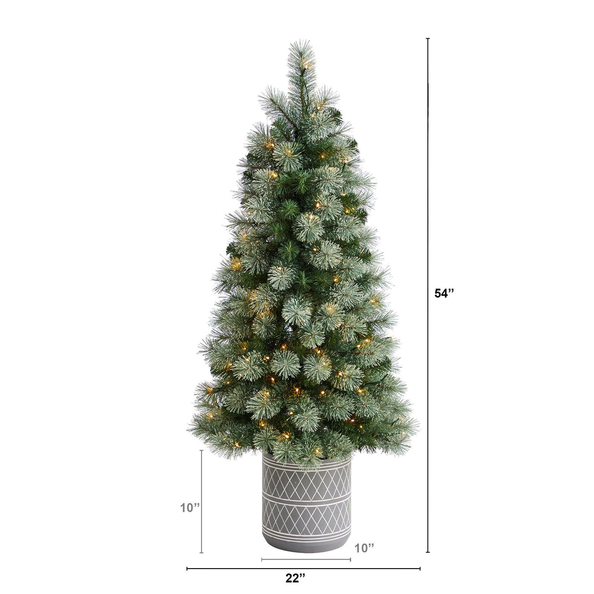 4.5’ Nova Scotia Artificial Christmas Tree in Engraved Geometric Stone Planter-Christmas Tree-Parc Decor